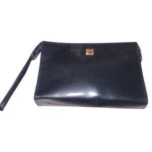 Givenchy 1980's Soft Black Evening Bag Leather Clutch Wristlet